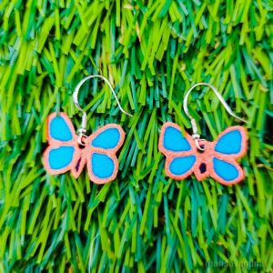 Pendientes de seda y plata mariposa