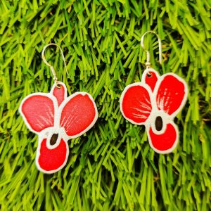 Pendientes de seda y plata flor