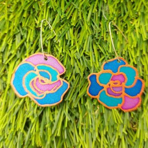 Pendientes de seda y plata flor