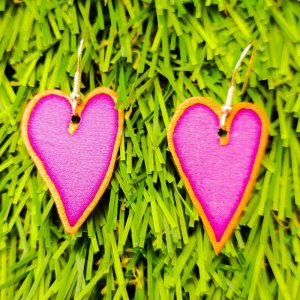 Pendientes de seda y plata corazon